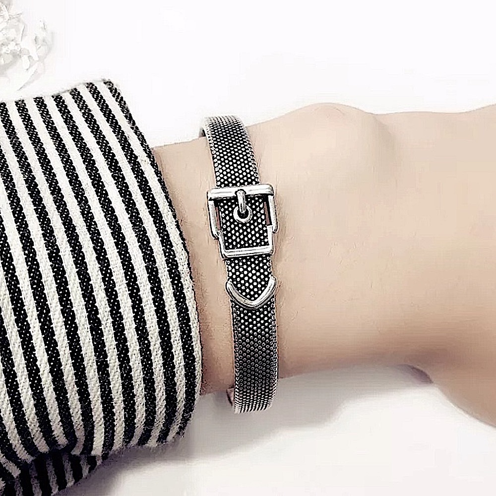 Buckle Sterling Silver Buckle Bangle  Cuff Bracelet - Picture 3 of 6
